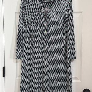 Donna Morgan Black and White Long Sleeve Sheath Dress